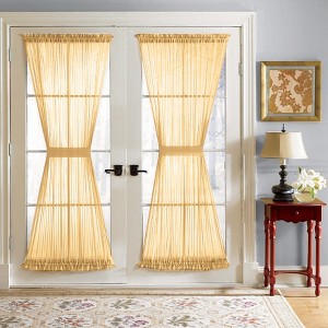 BrylaneHome BH Studio Sheer Voile Door Panel With Tiebacks - 1 of 4