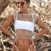 Women Sexy Mesh Tank Tops Diamond Hollow Out See Through Crop Tops for Festival Club Rave Outfit - 4 of 4