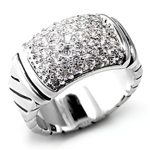 Slickblue Women's Rhodium Brass Ring with Clear CZ, Sleek and Stylish Design, Perfect for Layering or Solo Wear, Size 5-10 - 1 of 3