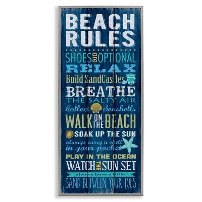 Stupell Industries Blue Planked Beach Rules Sign, 10" x 24"