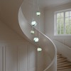 ALOADECOR 12'' 5-Light Modern Glazed Glass Globe Staircase Chandelier Coastal Handcrafted Glass Pendant In Matte Black For Foyer Entryway - 2 of 4