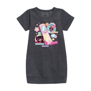 Girls' - LOL Surprise! - Cell Phone Chat Girls Graphic Short Sleeve Fleece Dress - 1 of 3
