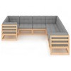 vidaXL Patio Furniture Set 8 Piece Outdoor Sectional Sofa Solid Wood Pine - Natural With Cushion - 3 of 4