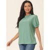 Seta T Women's Back Button Dressy Casual Ruffle Neck Summer Puff Sleeve Eyelet Tops - 3 of 4