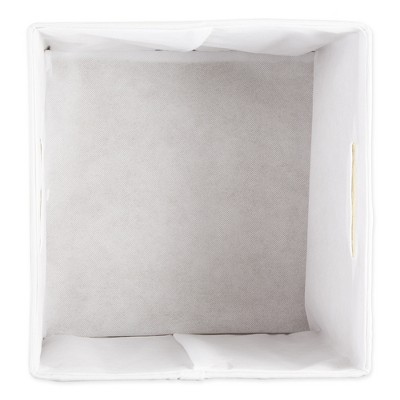 Stone and White Striped Polyester Storage Cube 13x13x13