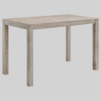 Wiscasset 59" Rectangle Outdoor Patio Acacia Wood Bar Table - Light Gray - Modway