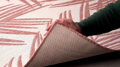 Tropical Floral Black Synthetic 5' x 7' Easy-Care Outdoor Rug