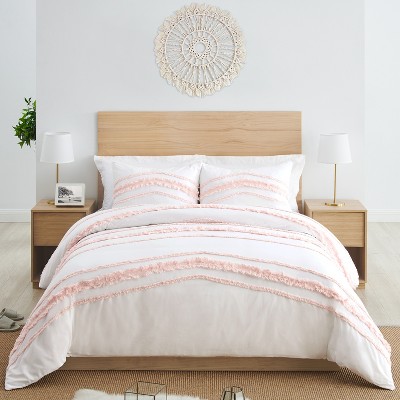 Sweet Jojo Designs Girl Full/Queen Comforter Bedding Set Boho Fringe White and Pink 3pc — фото 3