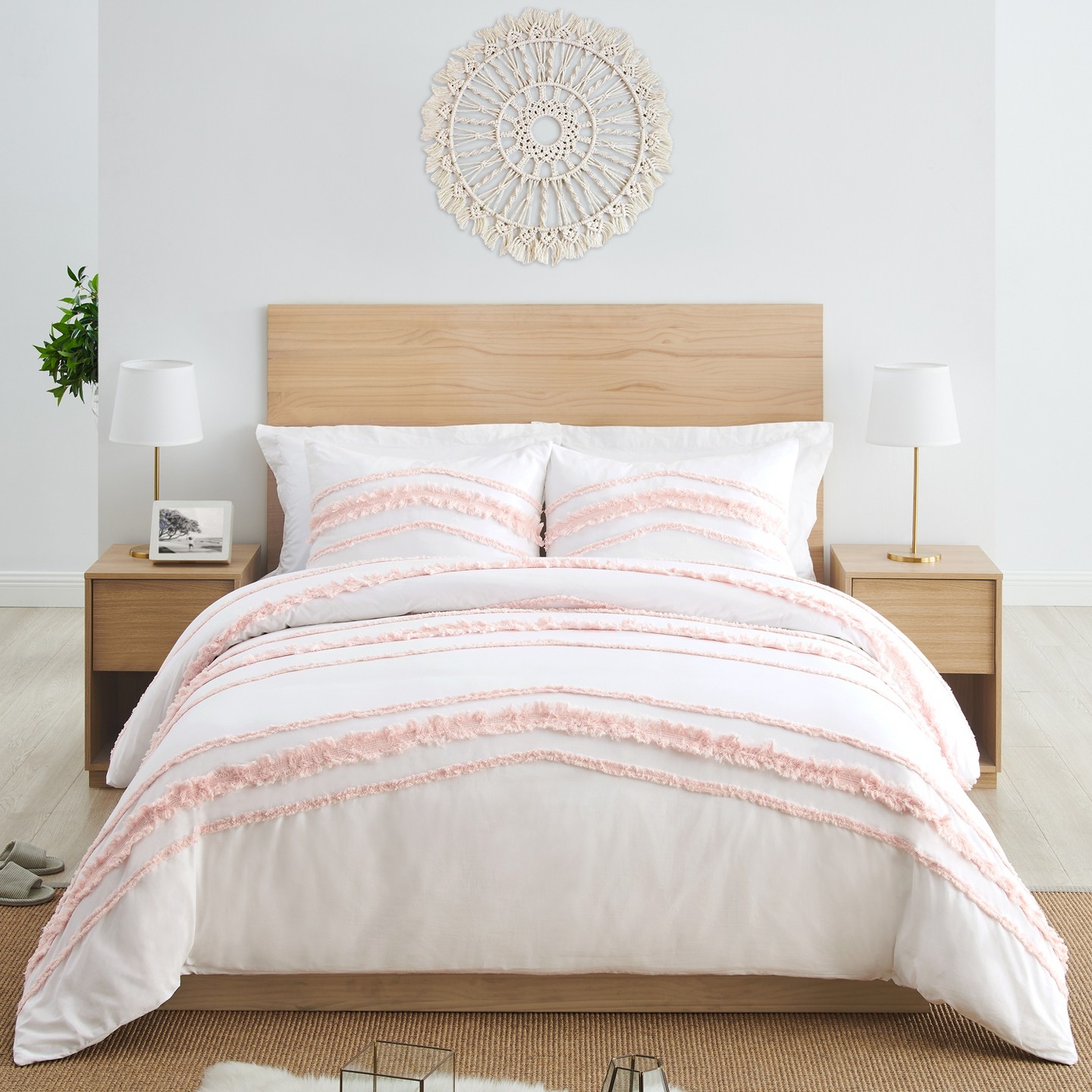 Постельное бельё Sweet Jojo Designs Full/Queen Comforter Bedding Set Boho Fringe White and Pink 3pc для девочек, цвет: Белый — фото 3
