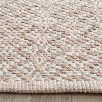 Ivory Beige Geometric Flat Woven Cotton Area Rug
