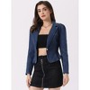 Allegra K Women's Notched Lapel One Button Long Sleeve Jean Jacket - 4 of 4