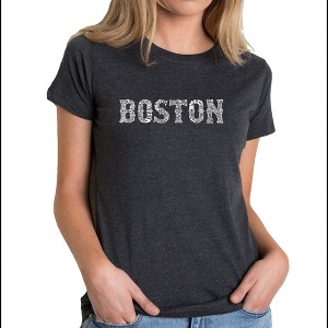 LA Pop Art Women's Premium Blend Word Art T-shirt - BOSTON NEIGHBORHOODS - 1 of 4