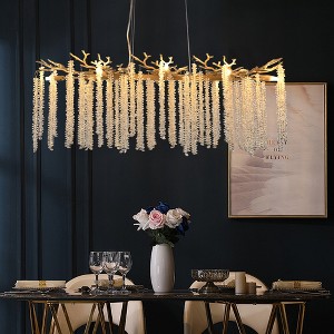 DOMETOUR 39 Modern Gold Pendant Light with Cascading Crystals for Living Room, Dining Room, Foyer (Bulb Not Included) - 1 of 4