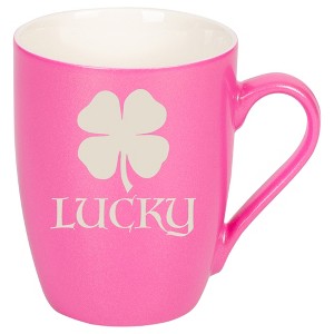 100 North Four Leaf Clover 10 Ounce Pink Metallic Finish, Comfortably Fits Your Hands, New Bone China Coffee Tea Cup Mug, Lucky - 1 of 1