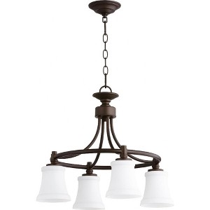 Quorum Lighting Rossington 4-Light Nook Pendant, Oiled Bronze, Clear Seeded - 1 of 1