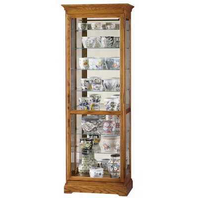 Golden Oak Lighted Traditional Curio Cabinet