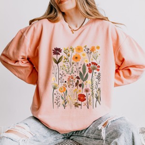 Simply Sage Market Vintage Pressed Flowers Lightweight Garment Dyed Sweatshirt - 1 of 4