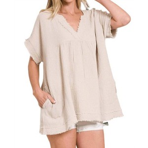 Women's Danica Cotton Gauze Top - ZENANA - 1 of 1