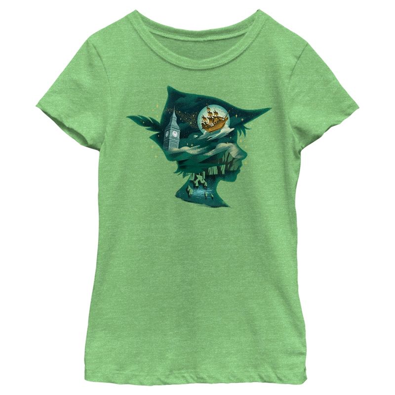 Girl's Peter Pan & Wendy Silhouette Peter Scenes T-Shirt, 1 of 5