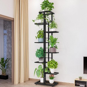 8 Tier 9 Potted Plant Stand, Flower Pot Display Stand Multiple Flower Stairs, Tiered Plant Shelf Display Rack - 1 of 4
