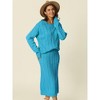 Seta T Womens' Winter Casual Crewneck Sweater Midi Skirts with Pockets Lounge Set Two Pieces - 2 of 4