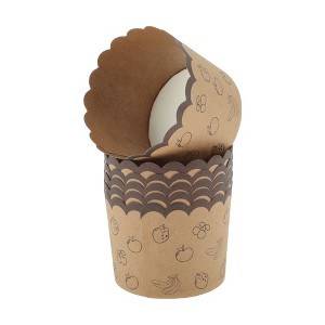 Unique Bargains Disposable Baking Cups Wood Pulp Paper PE Coating Reddish Brown Khaki 2.76"x2.17" 50 Pcs - 1 of 4