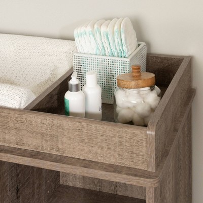 Weathered Oak Rustic Farmhouse Changing Table with Drawers