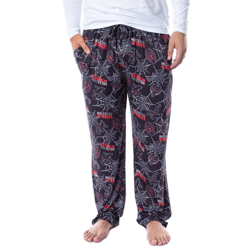 Marvel Comics Miles Morales Spiderman Web Mens' Sleep Lounge Pajama Pants Black, 1 of 5
