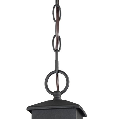 Stratton Black Steel Outdoor Hanging Lantern with Clear Glass