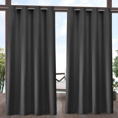 Set of 2 Delano Indoor/Outdoor Heavy Textured Grommet Top Light Filtering Window Curtain Panels - Exclusive Home
