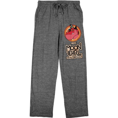 Moon Girl And Devil Dinosaur Dynamic Duo Men's Heather Gray Sleep Pajama Pants