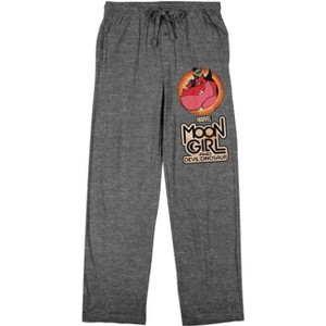 Moon Girl And Devil Dinosaur Dynamic Duo Men's Heather Gray Sleep Pajama Pants - 1 of 4