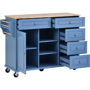 NicBex 52.8Inch Rolling Kitchen Island Kitchen Cart with Storage Cabinet,Adjust Shelves and 5 Drawers - 1 of 4