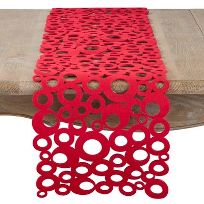 Saro Lifestyle Bubble Design Felt Runner, 13"x48", Red