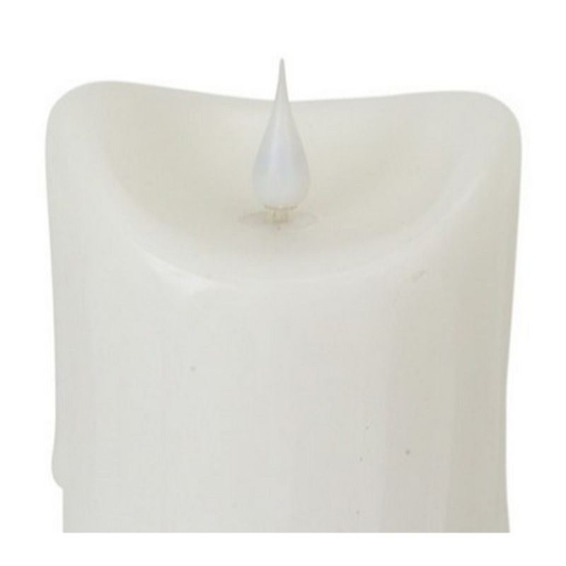 Melrose 5.25"  LED Simplux Dripping Wax Flameless Pillar Candle with Moving Flame - White, 3 of 4