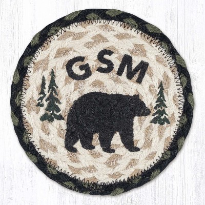 Earth Rugs GSM Bear Lodge Cabin Coaster – Durable 7" Round Braided Jute Accent