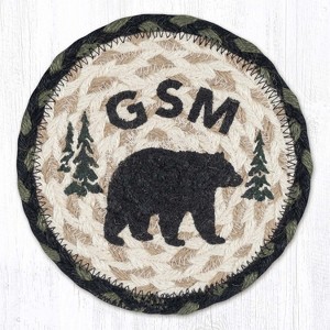 Earth Rugs GSM Bear Lodge Cabin Coaster – Durable 7" Round Braided Jute Accent - 1 of 3