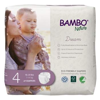 Bambo Nature Baby Diapers, Heavy Absorbency, Eco-Friendly, Size 4, 27 Count, 12 Packs, 324 Total