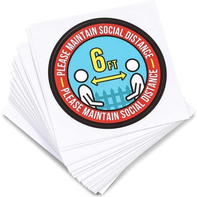 50-Count Small Round Social Distancing Decal Stickers, 3" Diameter, Apply Anywhere