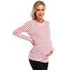 Coolmee Maternity Shirt Long Sleeve Basic Top Ruch Sides Bodycon Tshirt for Pregnant Women with Button - 2 of 4