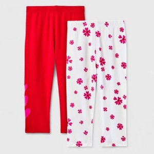 Toddler Girls' Adaptive 2pk Valentine's Day Capri Leggings - Cat & Jack™ Cream/Red - 1 of 3