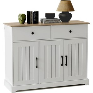 42.5/56" Modern Farmhouse Buffet Cabinet with Coffee Bar Storage,  Barn Doors, 2 Drawers, Adjustable Shelves & 280lb Waterproof Tabletop - 1 of 4