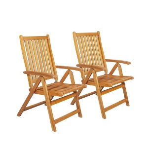 Northlight Set of 2 Acacia Folding Chairs Outdoor Patio Furniture 42" - 1 of 4