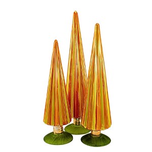 Cody Foster 14.5 Inch Grapefruit Amber Pleated Trees St/3  Decoration Gold Glitter Tree Sculptures - 1 of 3