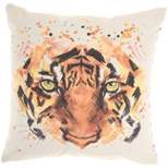 18"x18" Reversible Indoor/Outdoor Tiger and Chevron Print Square Throw Pillow - Mina Victory
