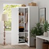 FUFU&GAGA White Corner Wardrobe 4-Tier Corner Display Case Armoire with Shelves Metal Handles - 3 of 4