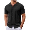 COOFANDY Mens Knit Button Down Shirt Short Sleeve Summer Casual Shirts Vintage Beach Vacation Shirts - 2 of 4