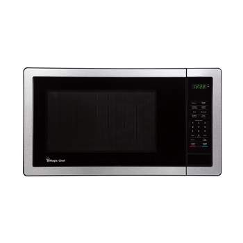 Magic Chef MC110MST Countertop Microwave Oven, Standard Microwave for Kitchen Spaces, 1,000 Watts, 1.1 Cubic Feet, Stainless Steel