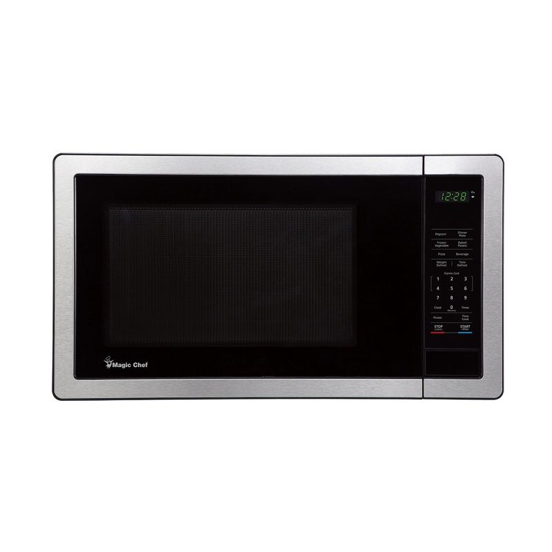 Magic Chef MC110MST Countertop Microwave Oven, Standard Microwave for Kitchen Spaces, 1,000 Watts, 1.1 Cubic Feet, Stainless Steel, 1 of 7