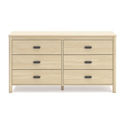 Cabinella Beige Six Drawer Dresser with Metallic Brown Knobs